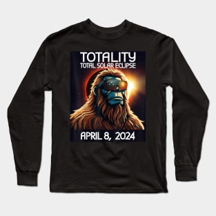 Total Solar Eclipse 2024 April 8 Bigfoot America Totality Gift For Men Women Long Sleeve T-Shirt